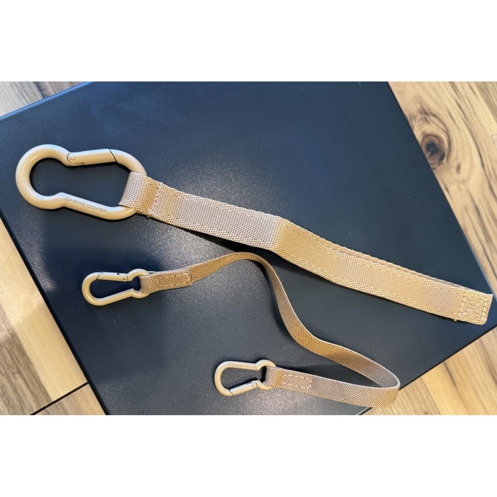 Dagne Dover Stroller Clips Tan Pair Bag Attachment Straps Carabiner Hooks Camel